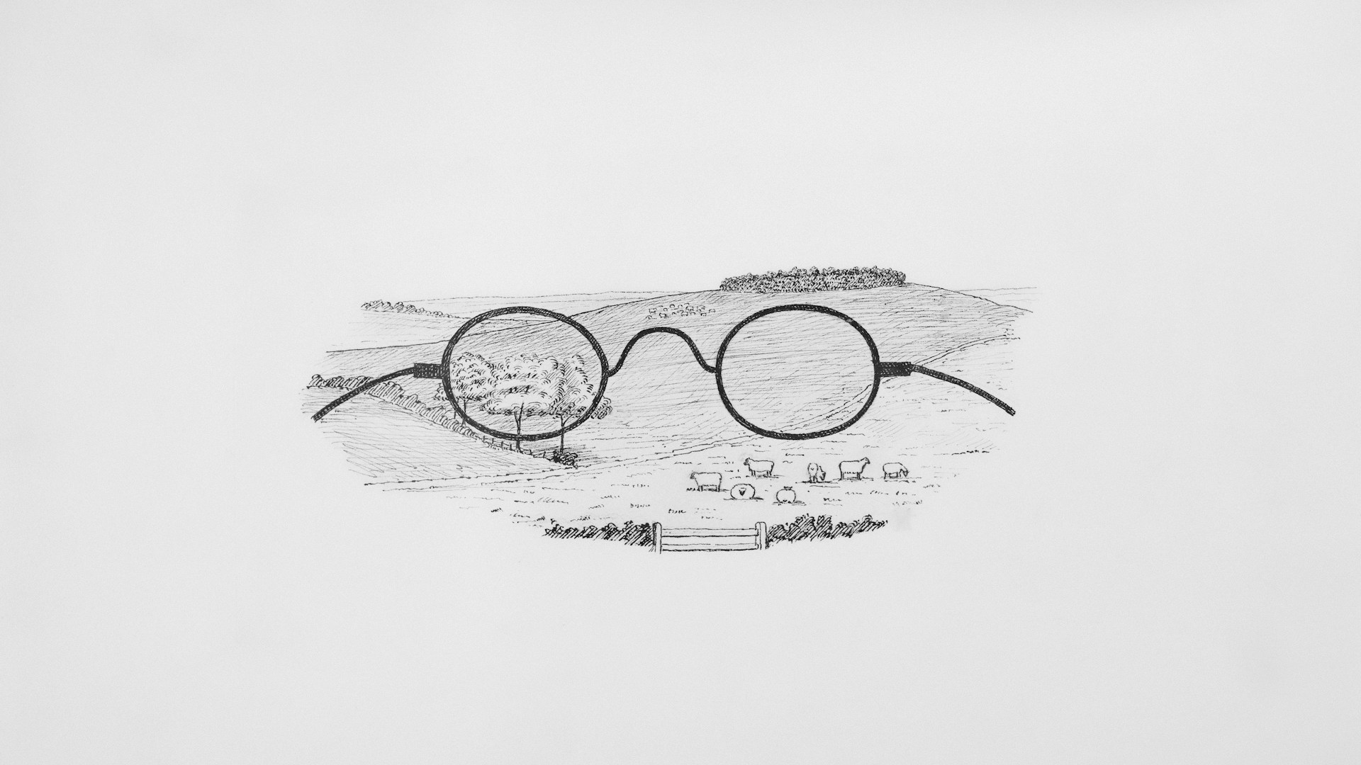 a pencil drawing of a pair of glasses