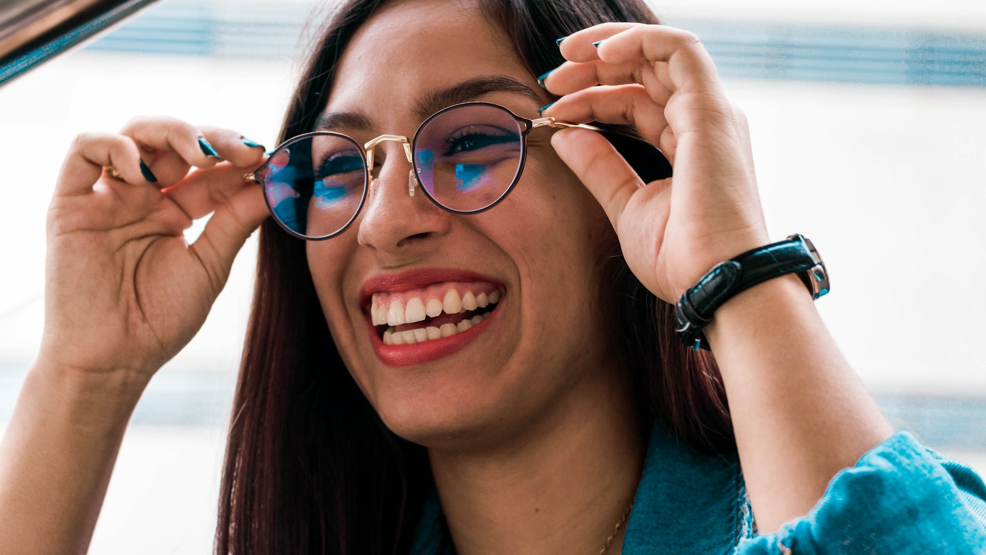 woman wearing eyeglasses with black frame